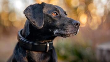 An engraved metal smart pet collar is showcased in the next photo with a sleek and modern design that includes a slidein tag for identification purposes. The collar also features a