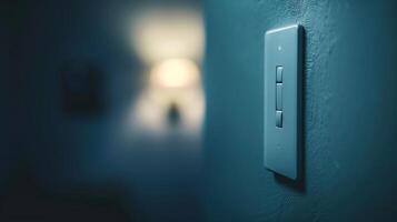 A minimalistic smart light switch with simple onoff buttons and a muted color scheme photo
