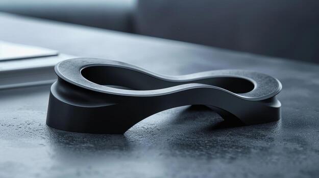 A side profile of an adapter with a unique design resembling the shape of a wave featuring a combination of glossy and matte surfaces photo