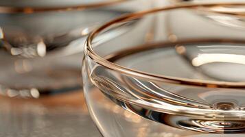 The smooth curves and thin rims of the glasses designed specifically for maximum taste and photo