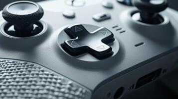 An angled shot of a controller revealing the unique texture of the grip and the smooth matte finish on the buttons. This design not only looks sleek but also enhances the tactile photo