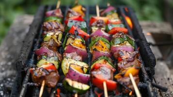 A backyard barbecue with a focus on locally raised meat and sustainable grilling techniques including mouthwatering kebabs grilled vegetables and homemade barbecue sauce photo