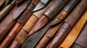 A selection of leather edging tools their curved and tapered edges ideal for creating smooth finished edges on leather pieces photo
