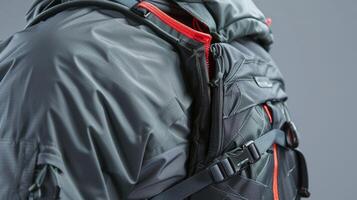 A detailed shot of a backpacks ergonomic shoulder ss made from breathable moisturewicking material and featuring strategic padding for added comfort and support photo