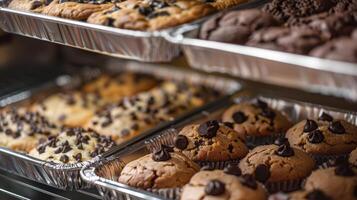 An upclose view of a baking sheet made of heavygauge aluminum designed with raised edges to prevent spills and allow for easy removal of baked goods photo