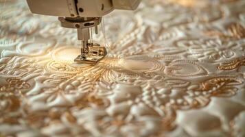 The delicate and intricate embroidery stitches on a designer sewing machine highlighting the machines ability to create beautiful designs photo