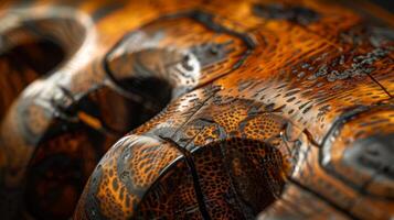 Closeups of a bow grip featuring a unique wood grain pattern and tactile design for enhanced grip and control photo