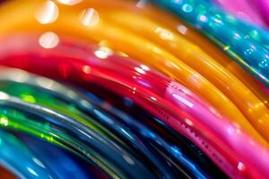 Closeup abstract image of a colorful rainbow gradient with light bokeh effects photo