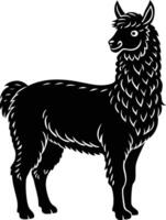 Black silhouette of a llama on a white background vector