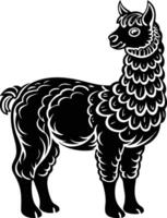Black silhouette of a llama on a white background vector