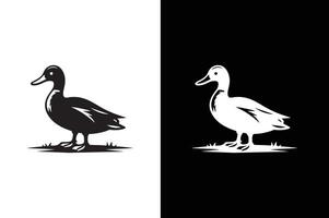 Duck icon illustration. simple duck icon design template black white background vector