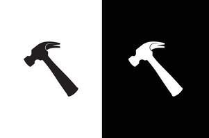 Hammer icon template black white color editable. Hammer symbol Flat sign white black background. vector