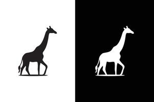 Giraffe illustration. Giraffe icon silhouette isolated on a white black background. vector