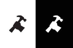 Hammer icon template black color editable. Hammer symbol Flat sign isolated on white black background. vector