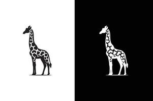 Giraffe icon silhouette isolated on a white black background. vector