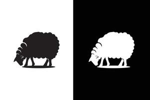 Sheep with black white background. Modern lamb and sheep logo. vector