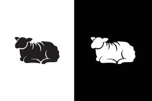 Modern lamb and sheep logo. Silhouette of sheep design illustration black and white vector