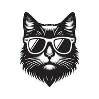 a cat wearing sunglasses silhouette vector