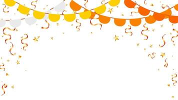 frame, banner, card with paper flag and confetti birthday, congratulation, anniversary and greeting vector