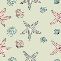 Seamless pattern with seashells vector