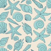 Seamless pattern with seashells vector