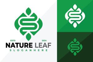 S Letter Leaf Logo design symbol icon illustration vector