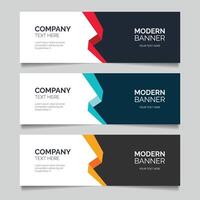 Abstract blue horizontal banner, modern business background template vector