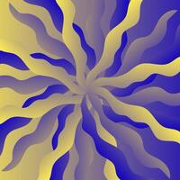 Abstract yellow-blue background in the form of a pattern of wavy lines arranged in a circle vector