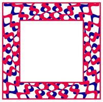 Square frame in red and blue with an abstract pattern of intertwining wavy lines vector