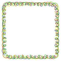 Quadruple frame in doodle style made of multi-colored wire on a white background vector