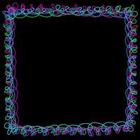 Quadruple frame in doodle style made of multi-colored wire on a black background vector