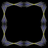 Original quadrangular frame in blue and yellow on a black background vector