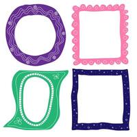 Set of four colorful frames in doodle style vector