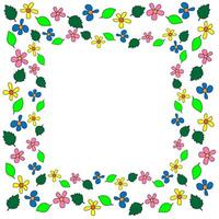 Quadrangular frame in the form of multi-colored flowers and leaves on a white background vector