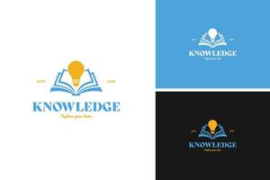 Book with a light bulb logo design, symbolizing knowledge and innovation for an educational startup. illustration template idea vector