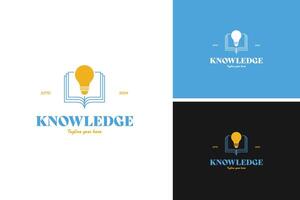 Book with a light bulb logo design, symbolizing knowledge and innovation for an educational startup. illustration template idea vector