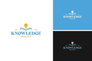Book with a light bulb logo design, symbolizing knowledge and innovation for an educational startup. illustration template idea vector