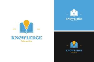 Book with a light bulb logo design, symbolizing knowledge and innovation for an educational startup. illustration template idea vector