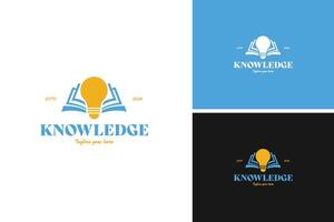 Book with a light bulb logo design, symbolizing knowledge and innovation for an educational startup. illustration template idea vector