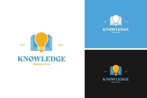 Book with a light bulb logo design, symbolizing knowledge and innovation for an educational startup. illustration template idea vector