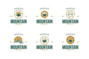 Set of camera lens with a mountain reflection logo design illustration template idea vector