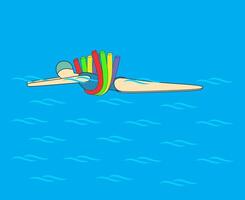 Woman or girl floating in swimming pool using a colorful flotation noodles. vector
