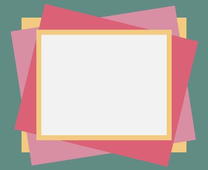 Illustration frame or border of colorful rectangles. Empty space. Green, pink, yellow colors. Empty space for text or picture. White rectangle in center. vector