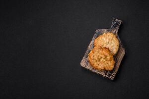 Delicious fried chicken chops with salt, spices and herbs photo