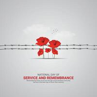 National Day of Service and Remembrance. gun and flower icon isolated on Template for background. Service and Remembrance Poster Creative Ads, , 3d, illustration, Sep 11. Important day, vector