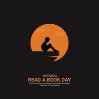 National Read a Book Day creative. Book and man silhouette isolated on Template for background. Read a Book Day ads Poster, , 3d, illustration, September 6. Important day, Holiday concept. vector