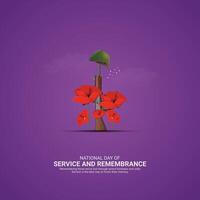 National Day of Service and Remembrance. gun and flower icon isolated on Template for background. Service and Remembrance Poster Creative Ads, , 3d, illustration, Sep 11. Important day, vector