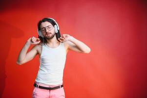 Portrait of a gay man on a colored background. Gender equality. The concept of the LGBT community. Equality. photo