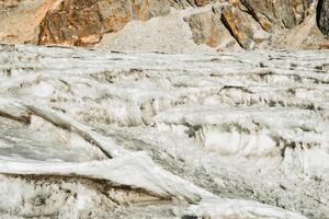 Close up Himalayas mountains Cho la glacier pass textures snow melt. EBC detour way to Gokyo Ri. Sagarmatha national park official trek photo
