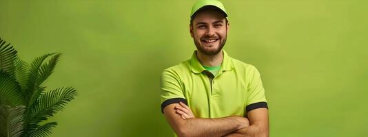 Enthusiastic Young Golf Professional Portrait Expertise and Joy in a Scenic Outdoor Setting photo